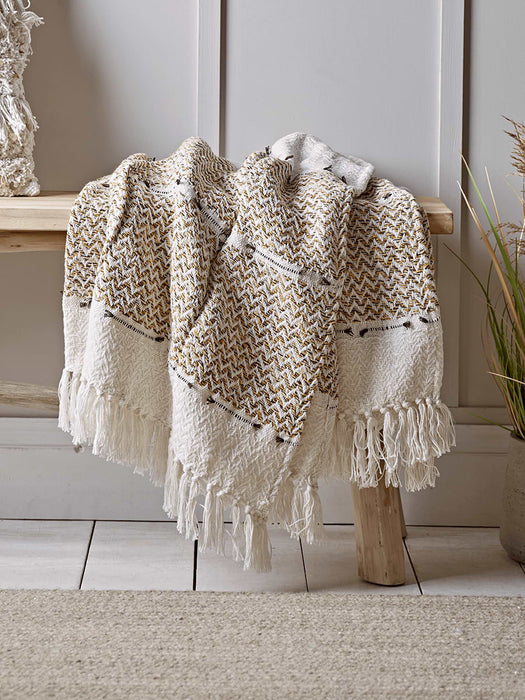Mustard & Black Textured Throw