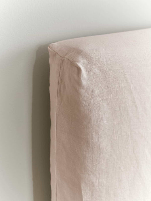 Soft Blush Washed Linen Replacement Headboard Cover - Double