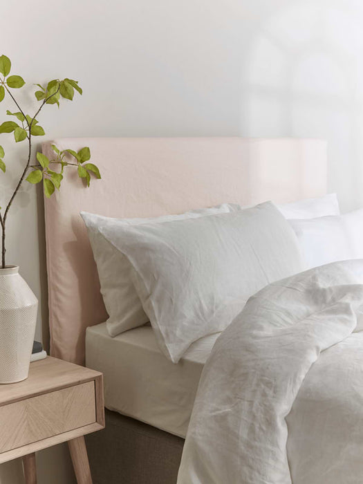 Soft Blush Washed Linen Replacement Headboard Cover - Double