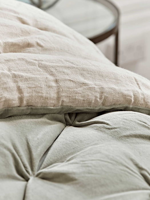 Pin-Tucked Velvet & Linen Kingsize Quilt - Sage