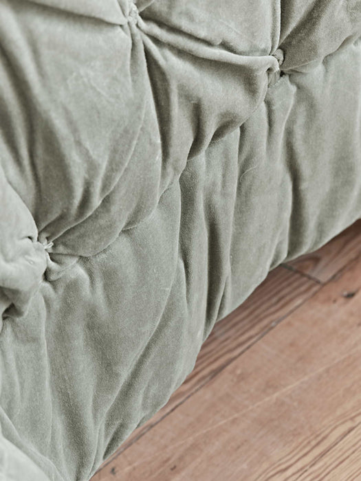 Pin-Tucked Velvet & Linen Kingsize Quilt - Sage