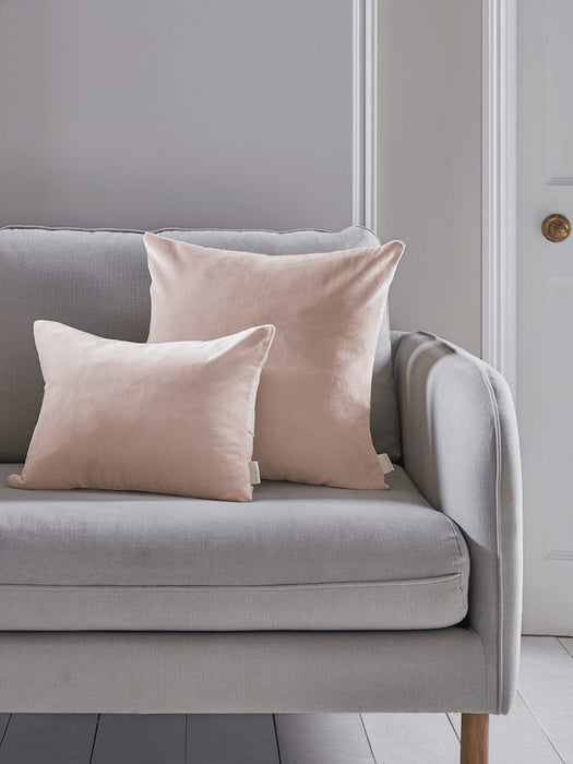 Velvet & Linen Rectangular Cushion - Blush