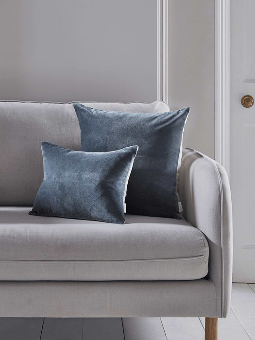 Velvet & Linen Square Cushion - Blue