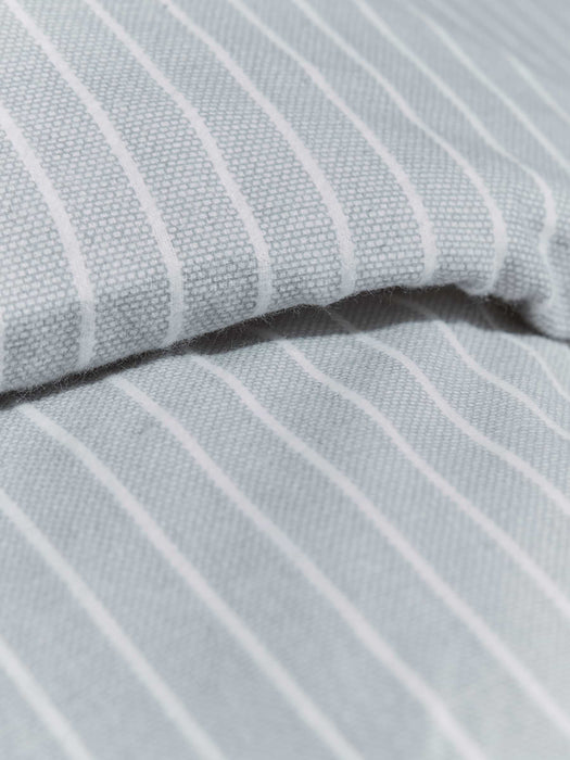 Grey Stripe Brushed Cotton Bed Linen Set - Double