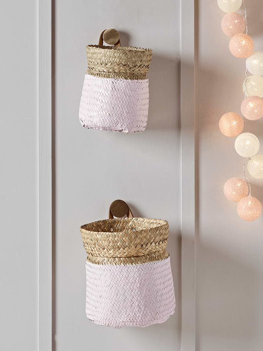 Two Dipped Seagrass Baskets - Blush