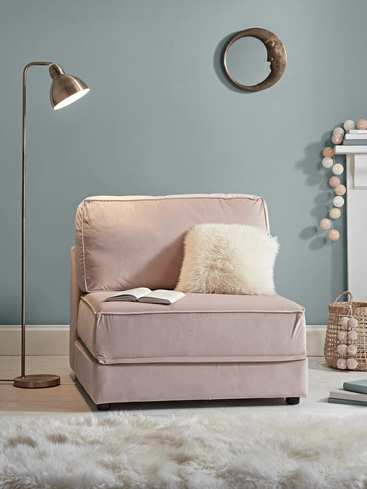Single Hideaway Bed - Blush Velvet