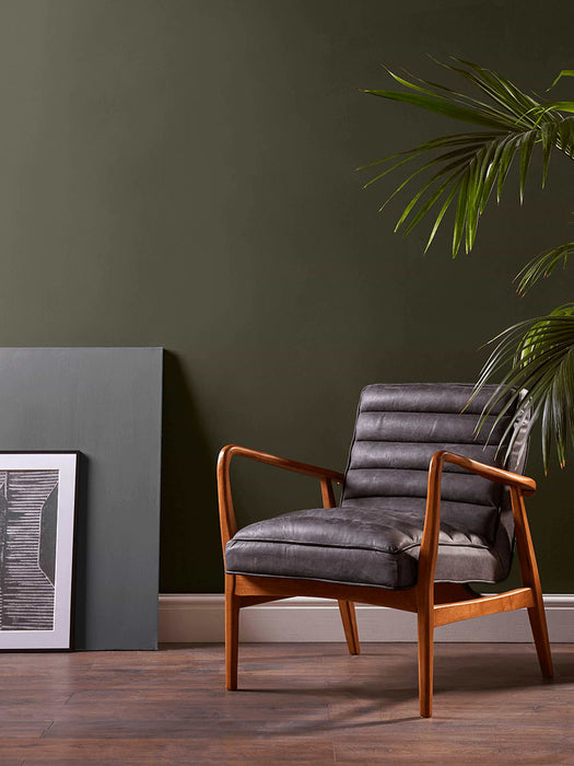 Ribbed Leather Armchair - Black