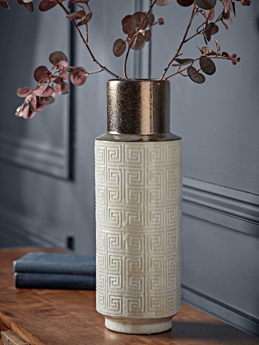 Metallic Topped Geometric Vase