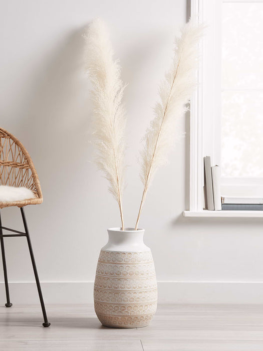 Embossed White Flower Vase