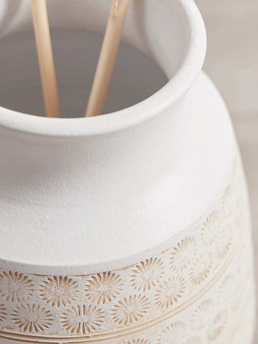 Embossed White Flower Vase