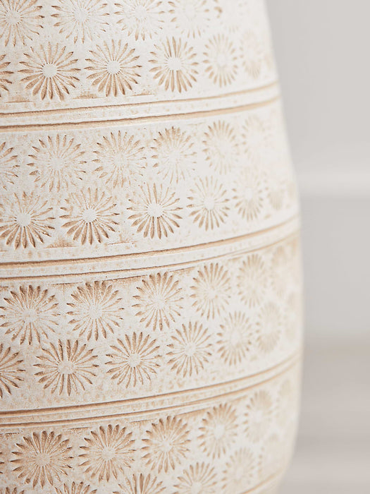 Embossed White Flower Vase