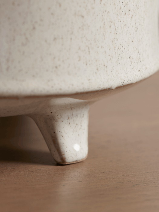Three Speckled Stoneware Standing Planters