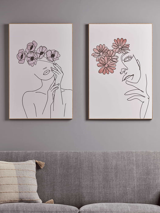 Two Abstract Flora Faces Panels