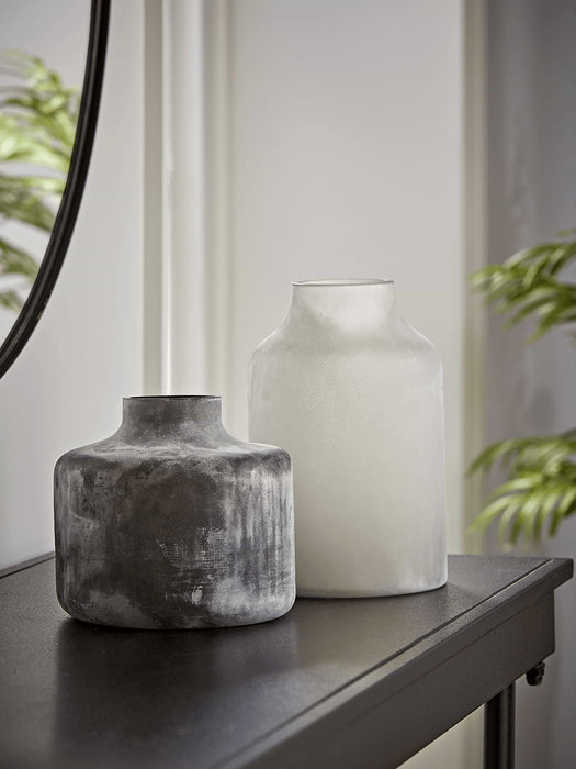Two Frosted Bottle Vases
