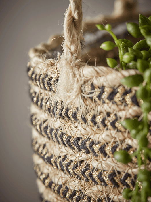 Striped Hanging Jute Planter