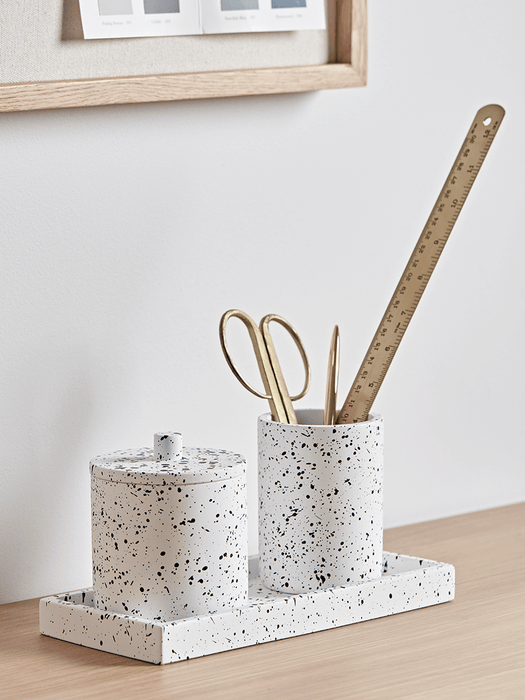 Black Splatter Concrete Pot