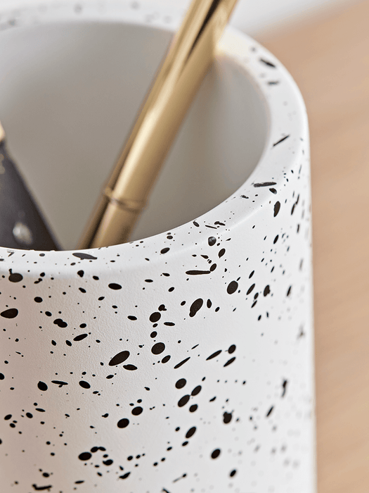 Black Splatter Concrete Pot
