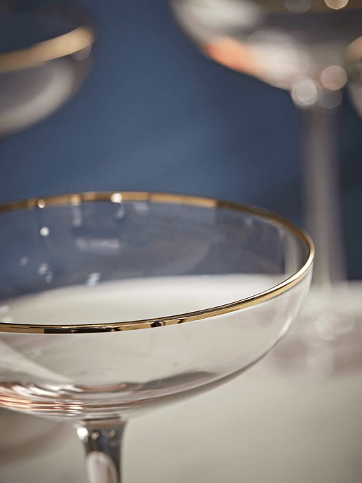 Four Gold & Blush Champagne Coupes