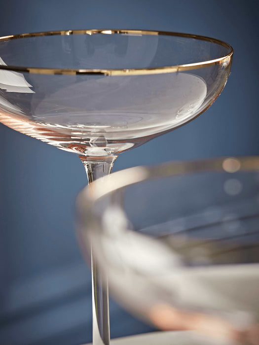 Four Gold & Blush Champagne Coupes