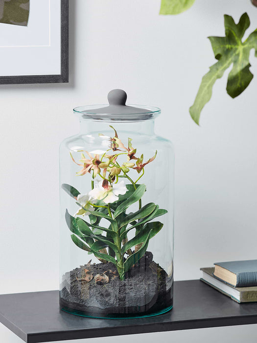 Faux Orchid Display Jar