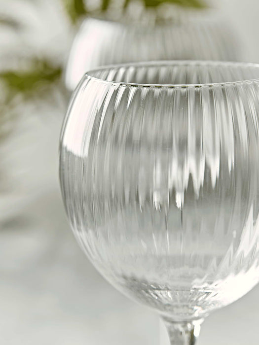 Six Fluted Wine Glasses