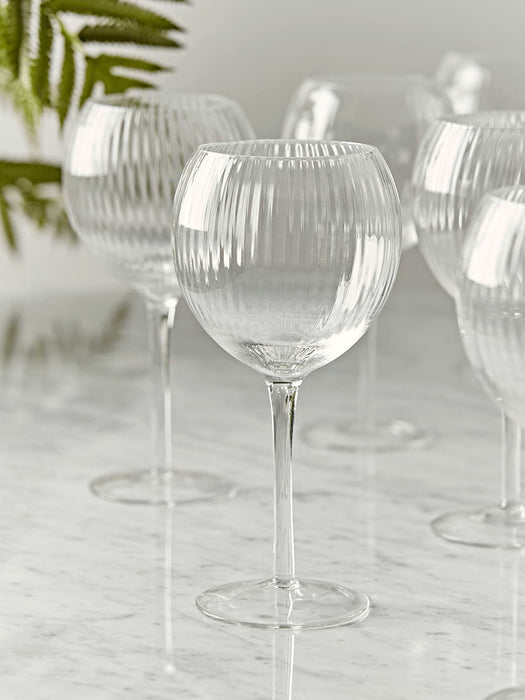 Six Fluted Wine Glasses