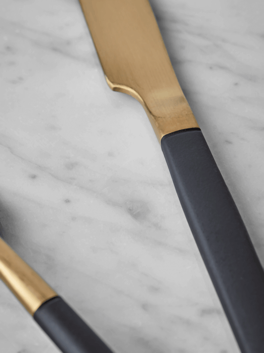 Black & Brushed Gold Cutlery Set