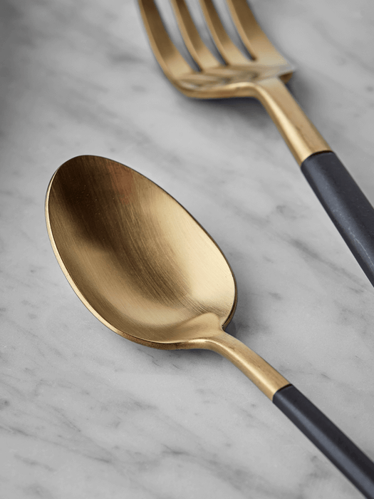 Black & Brushed Gold Cutlery Set