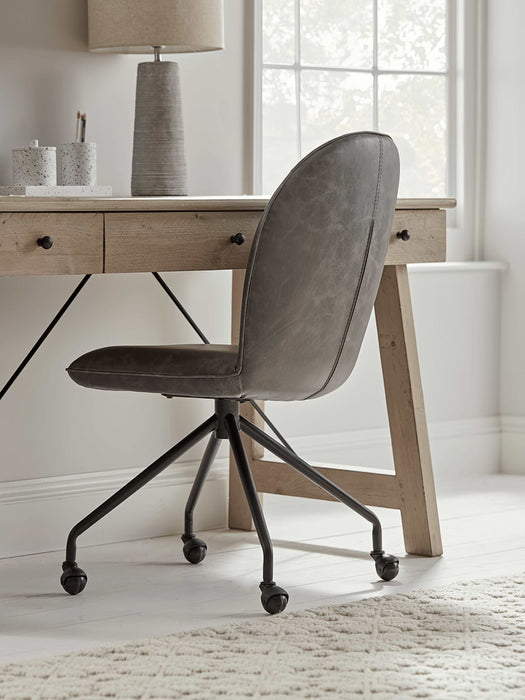 Faux Leather Fluted Office Chair - Grey