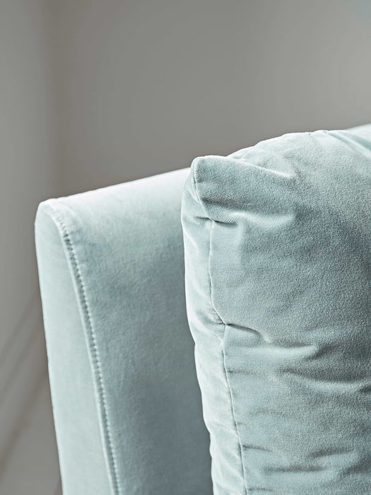 Soft Blue Fringed Velvet Chaise