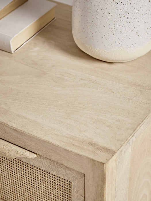 Flat Rattan Webbing Bedside Table