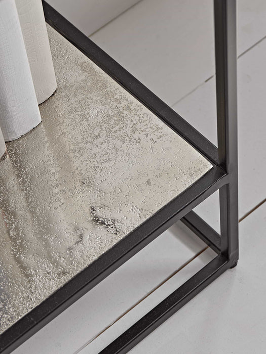 Textured Topped Metal Shelf Unit - Burnished Silver