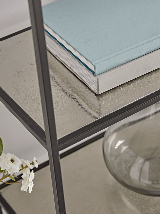 Textured Topped Metal Shelf Unit - Burnished Silver