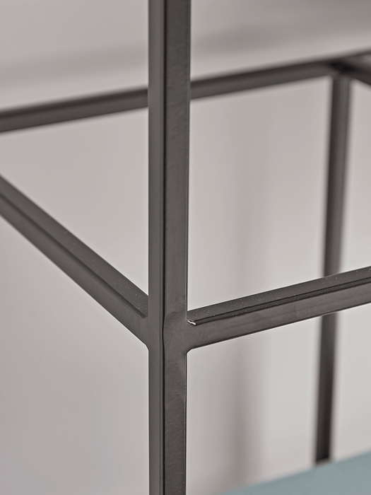 Textured Topped Metal Shelf Unit - Burnished Silver