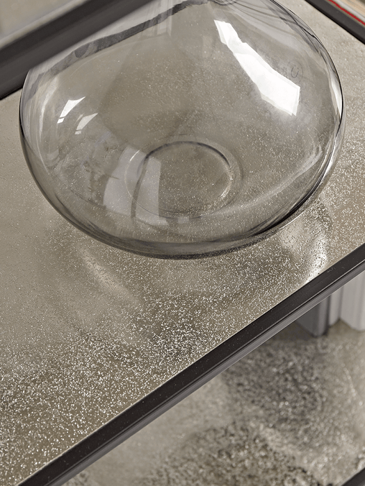 Textured Topped Metal Shelf Unit - Burnished Silver