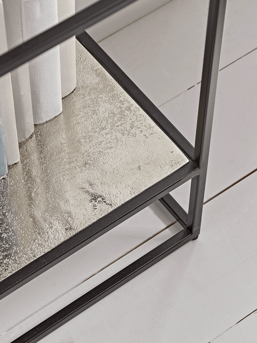 Textured Topped Metal Shelf Unit - Burnished Silver