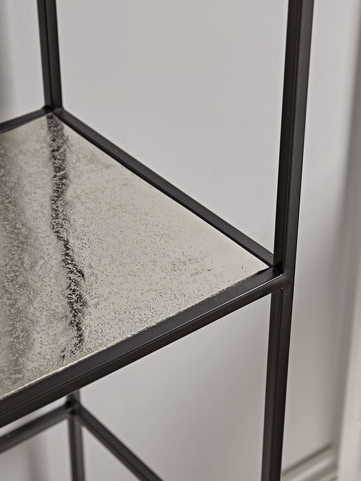 Textured Topped Metal Shelf Unit - Burnished Silver