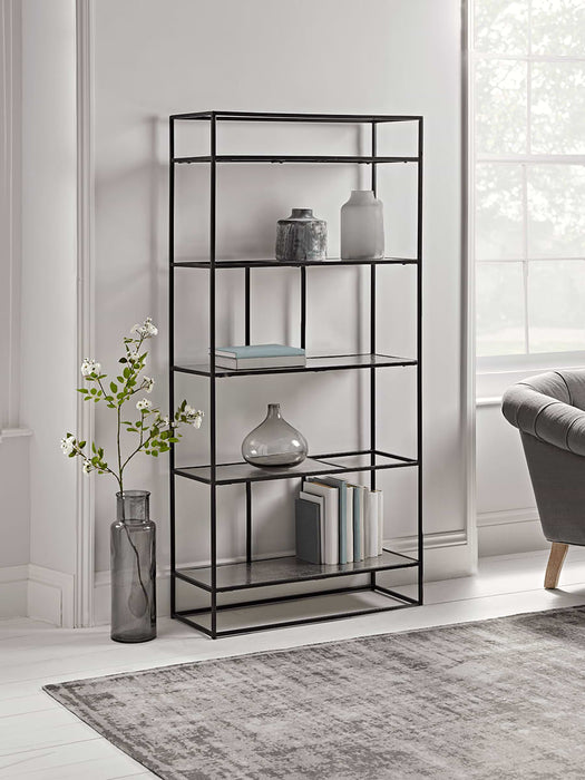 Textured Topped Metal Shelf Unit - Burnished Silver
