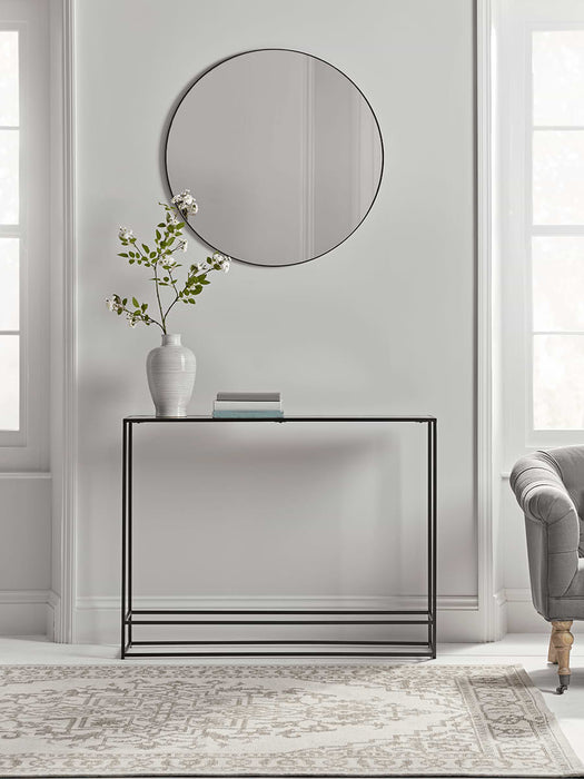 Textured Topped Metal Console - Burnished Silver