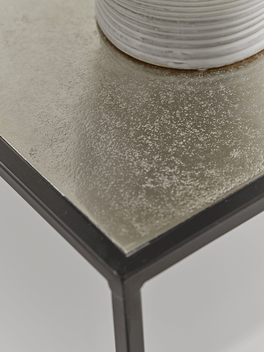 Textured Topped Metal Console - Burnished Silver