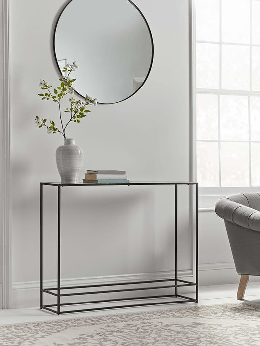 Textured Topped Metal Console - Burnished Silver