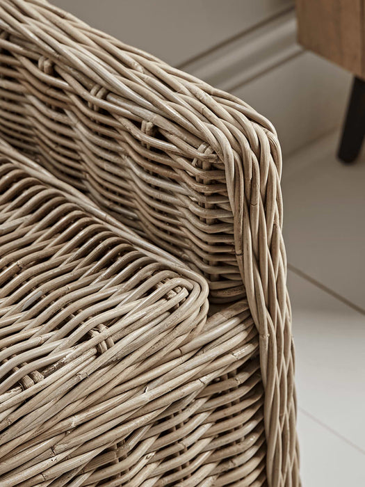 Round Rattan Storage Bench - Large