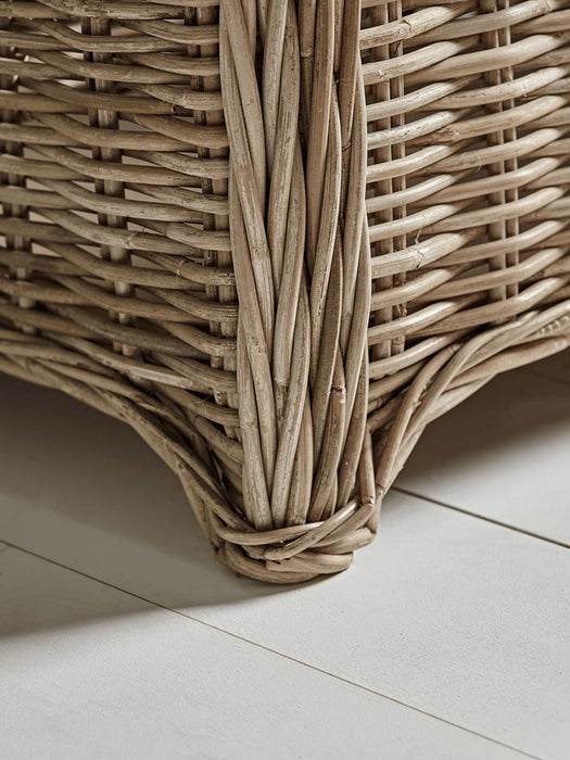 Round Rattan Storage Bench - Large
