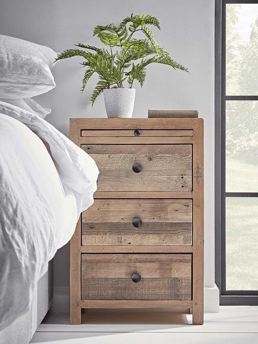 Loft Three Drawer Bedside Table