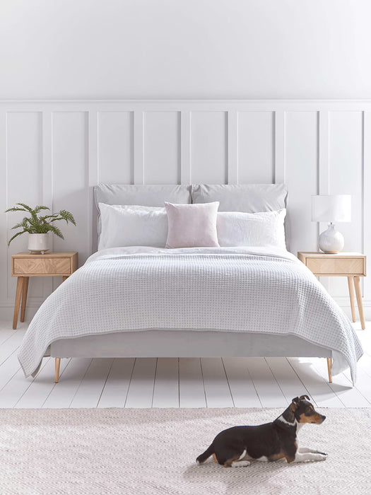 Pillowy Velvet Kingsize Bed - Soft Grey