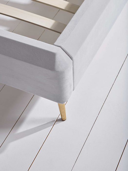 Pillowy Velvet Kingsize Bed - Soft Grey
