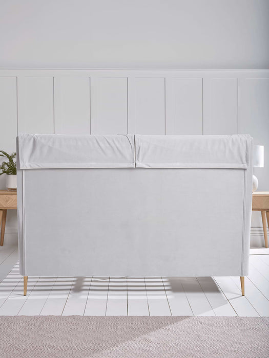 Pillowy Velvet Kingsize Bed - Soft Grey
