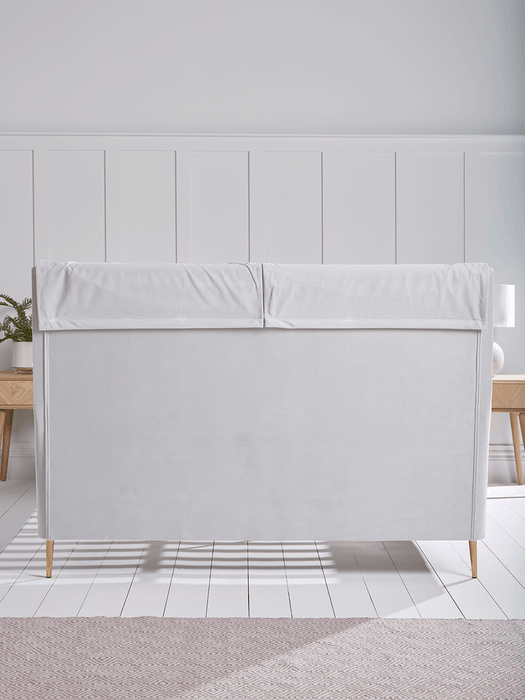 Pillowy Velvet Kingsize Bed - Soft Grey