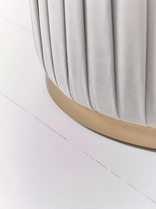 Pleated Velvet Stool - Soft Grey