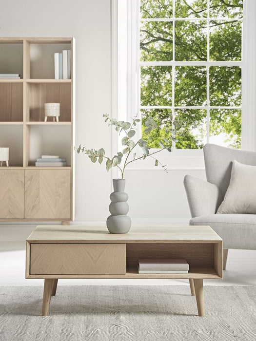 Chevron Oak Storage Coffee Table